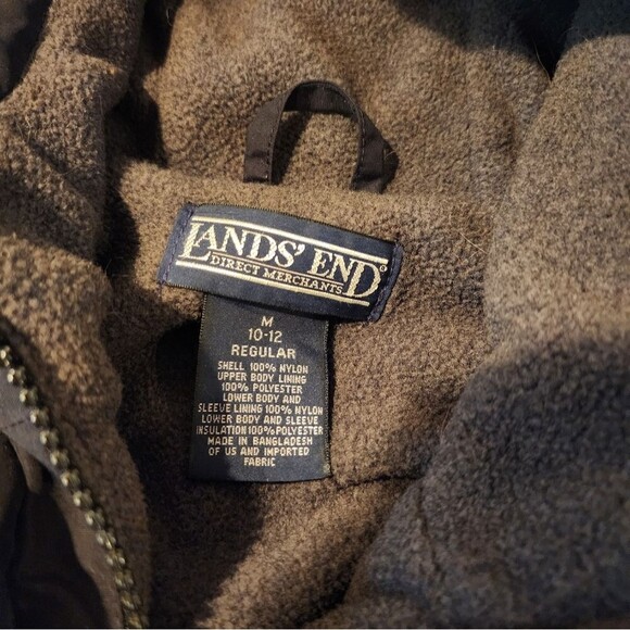 Lands End warm black quilted long coat with double zipper and fleece lin… - Picture 2 of 7